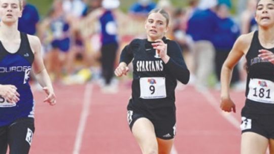 Two Spartans race on the oval in Omaha
